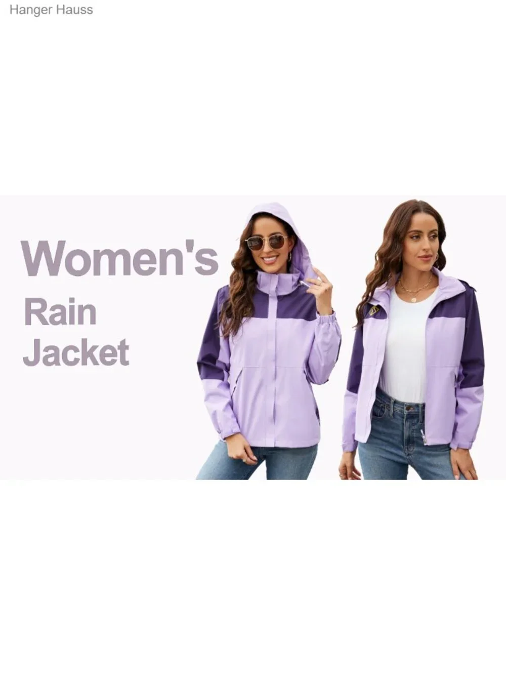 Waterproof Rain Jacket for Women with Hood, Lightweight Packable Windbreaker,